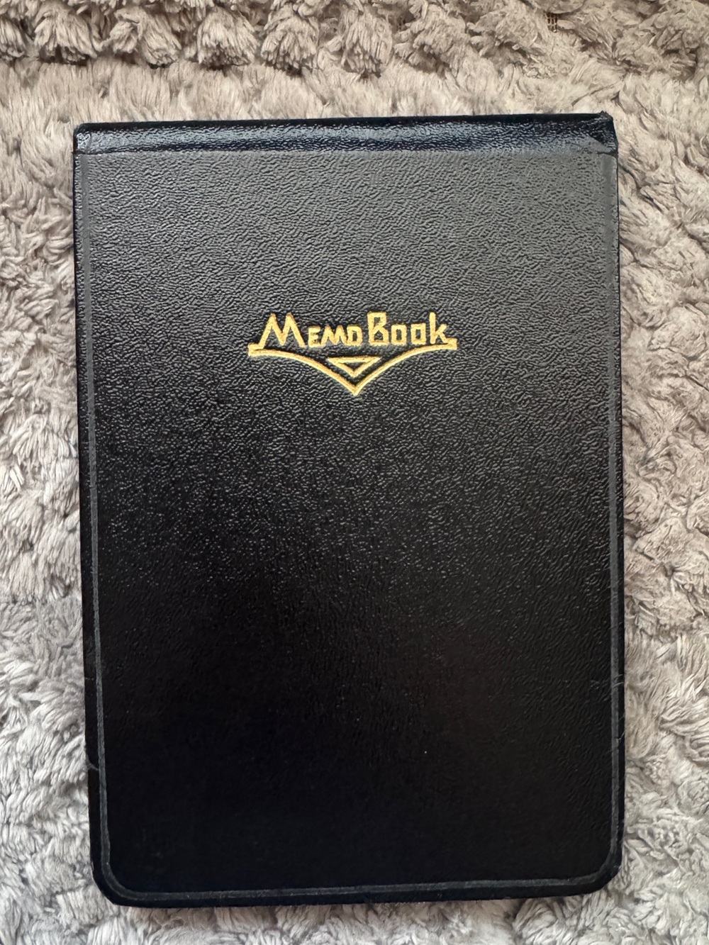 Vintage New Old Stock Black Memo Book Address Book Organizer with Gold Lettering